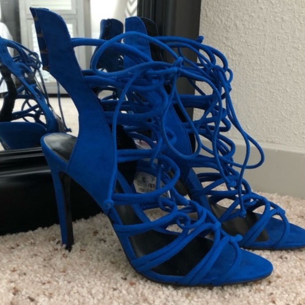Zara Blue Strappy Ankle Sandals